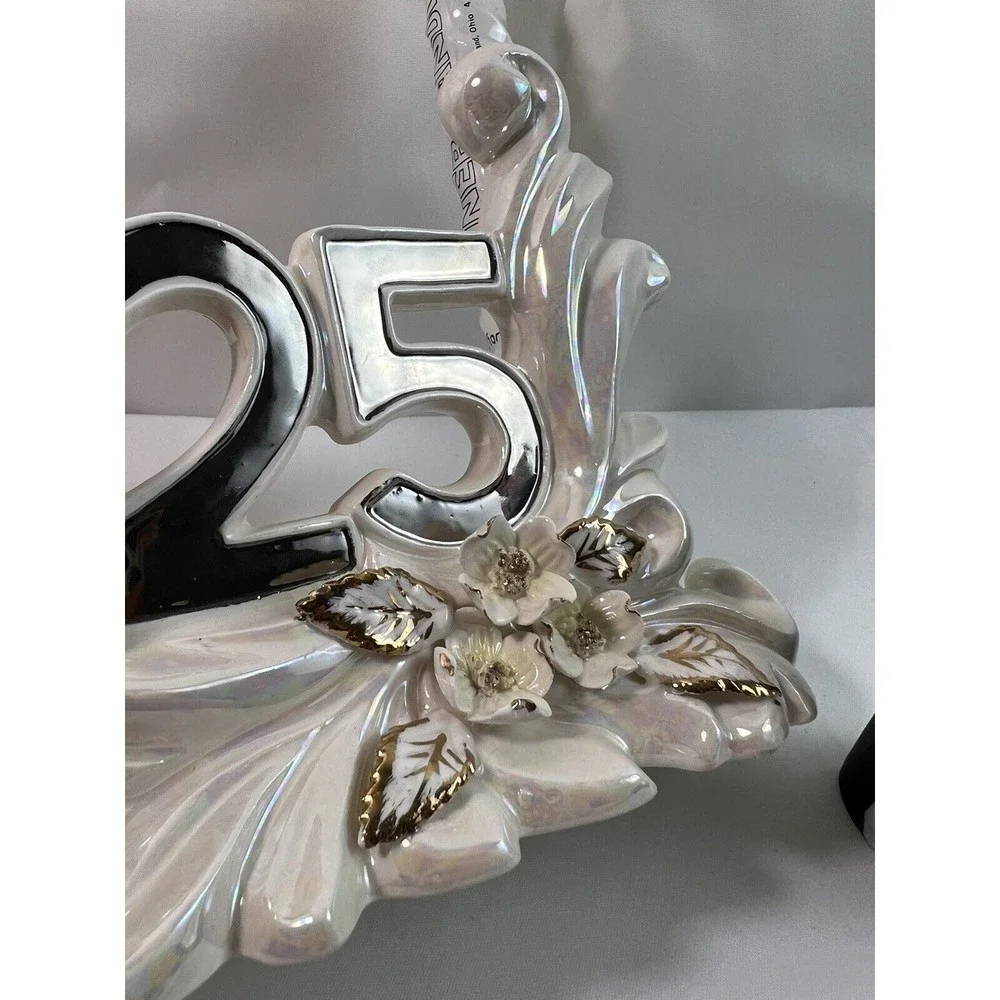 Norcrest Golden Dogwood 25th Anniversary Candle Holder W/2 Candle Lefton Figurin